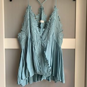 Shop Talulah Dusty Blue lace tank